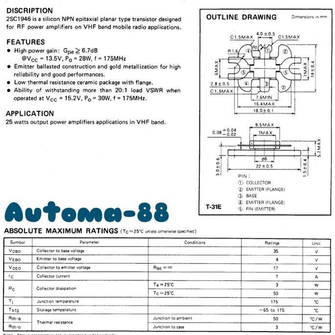 New- C1946 Transistor RF Mitsubishi 2SC1946 C-1946 C1946