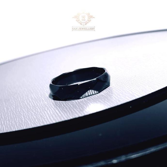 Cincin nikah pria hitam tunangan nikah kawin palladium emas putih kuning platinum perak S091