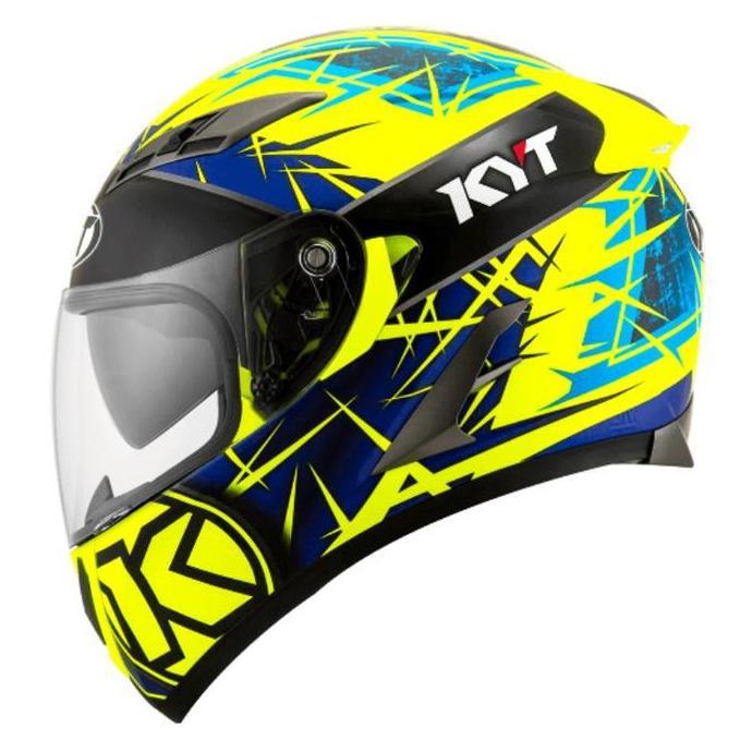 HELM KYT FALCON FR SPIKE - YELLOW FLUO/BLUE