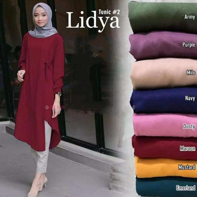 Promo Lidya Tunik Hijab Muslim Atasan Wanita Kekinian Muslimah Fashion Wanita Baju Wanita Lembut Teb