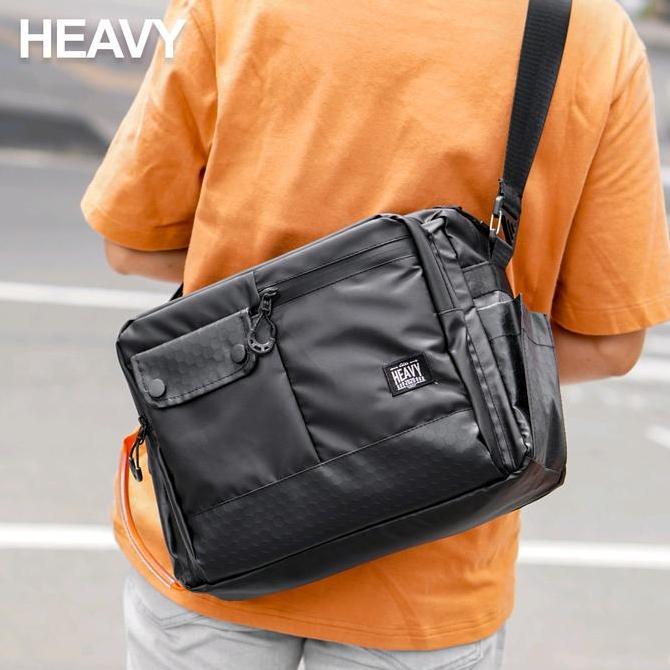 Tas Selempang Laptop Hitam Heavy | Tas Kerja Tenteng Laptop Tablet Slingbag Besar Dan Lebar Messenge