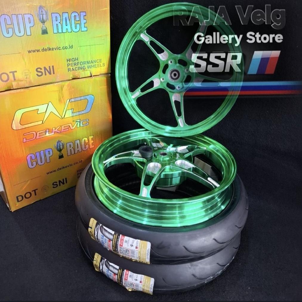 TerMurah Paketan Velg Delkevic DND Mio Sporty Smlie uk 185/215-14 / uk ban Mp27 FDR 90/80-14 depan b