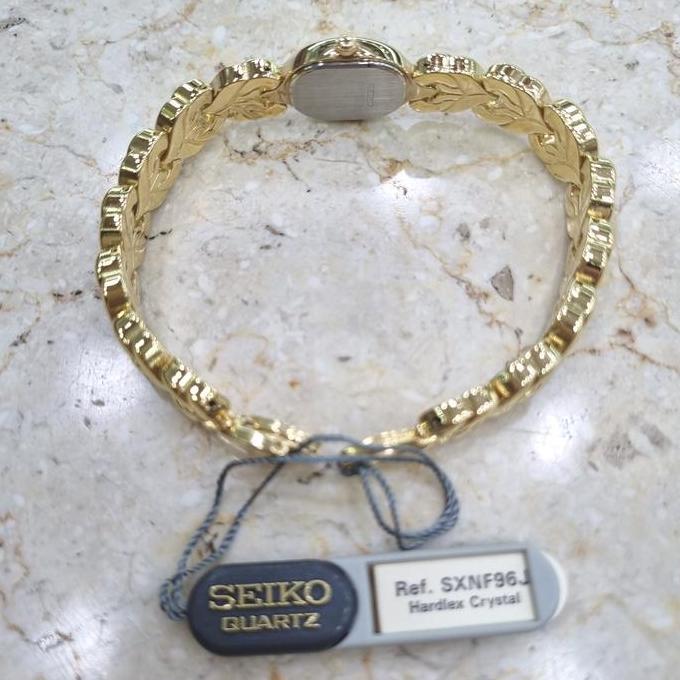 Jam Tangan Wanita Seiko SXNF96J Quartz Classic Kecil Oval Dial Kuning