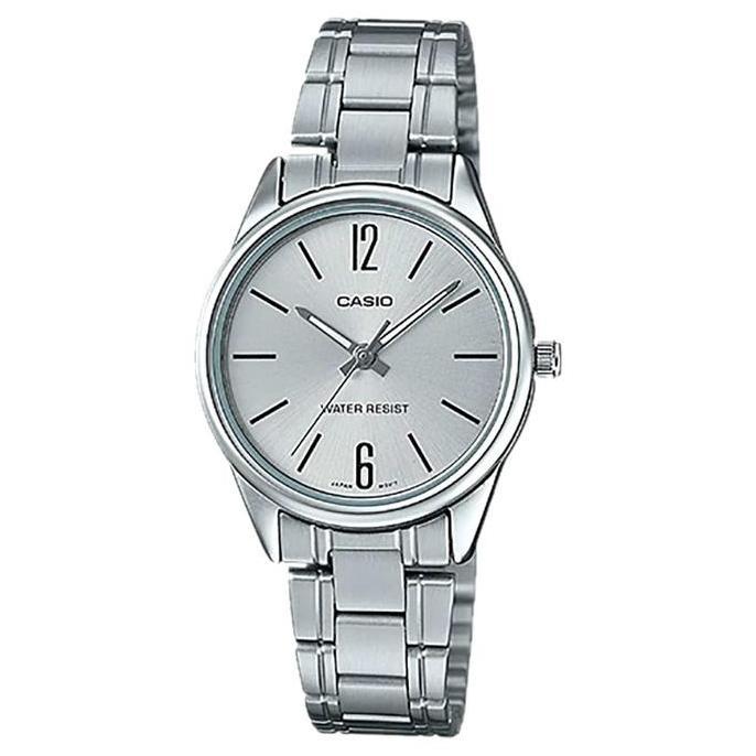 Jam Tangan Wanita Casio Standard LTP-V005D-7BUDF LTPV005 LTP-V005D Silver Dial Stainless Steel Band