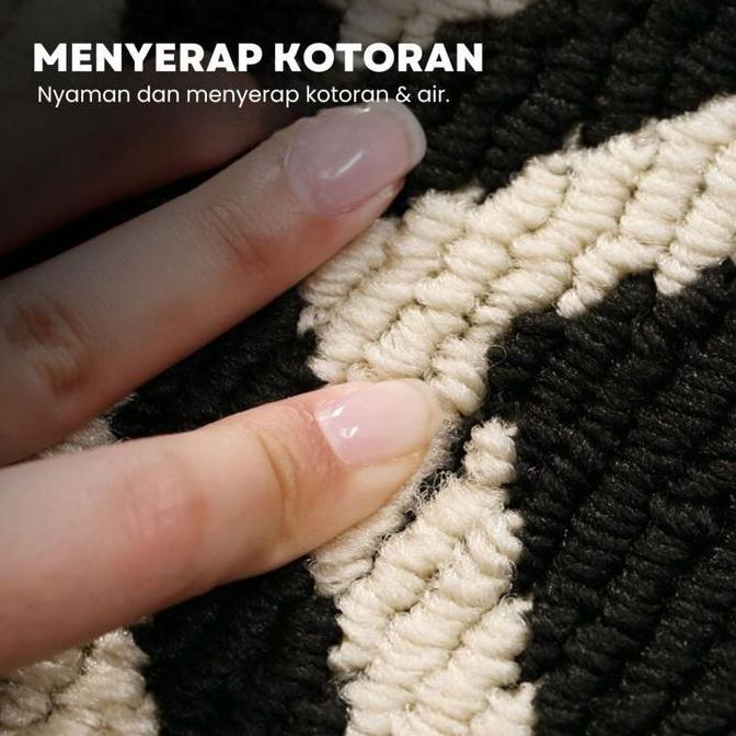 Kivi - Keset Checker 50x80cm untuk Pintu Rumah, Keset Outdoor Anti Slip Aesthetic, Menyerap Air & Ko