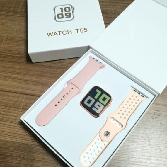 Jam Tangan Cewek Smart watch T55 Free satu tali terlaris - putih Jaya