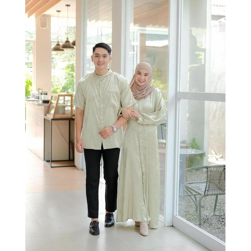 Dress Hari Raya Habibi Couple Set Cewe Cowo Armani Silk Jacquard Muslim Panjang