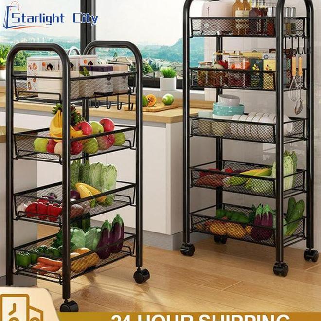 345 Lapis Rak Penyimpanan Troli Rak Logam Dapur Rak Penyimpanan Dapur Rak Penyimpanan