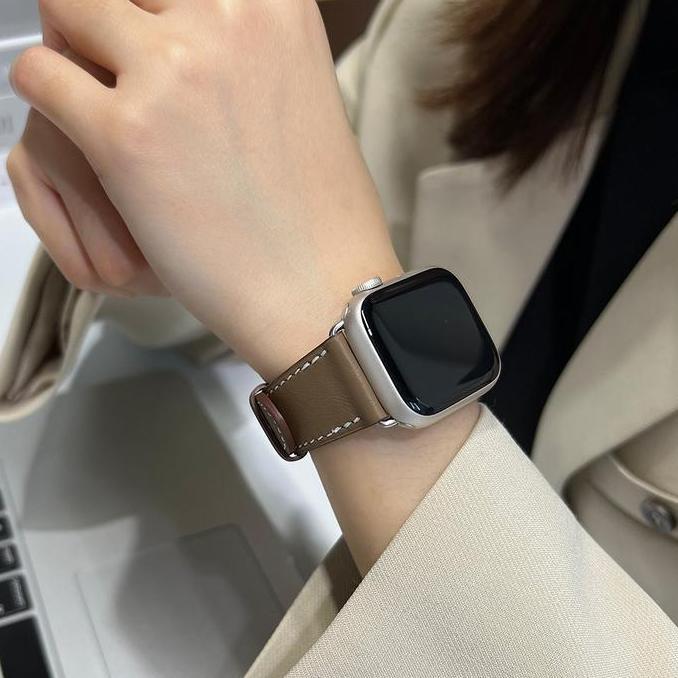 New- Leather Strap Band for Apple Watch Ultra 2 49mm 9 8 7 45mm 41mm 6 SE 44mm 40mm 38mm 42mm Single