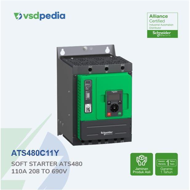 Schneider Soft Starter Ats480 110A 208-690Vac 55Kw Ats480C11Y Pengganti Ats48C11Q Original Dan Terpe