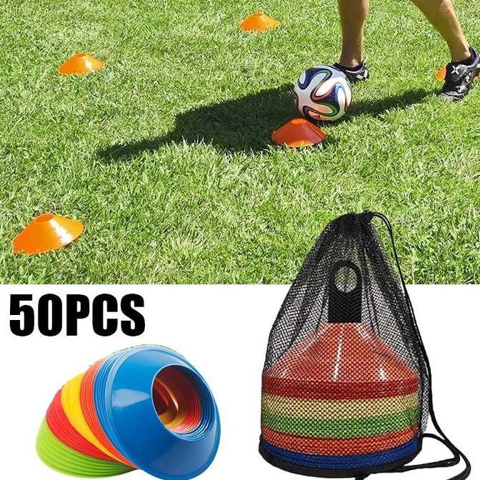 Cone Latihan Bola 1 Set 50pcs Cone Mangkuk Sepak Bola Mangkok Latihan Sepak Bola Cones Mangkok