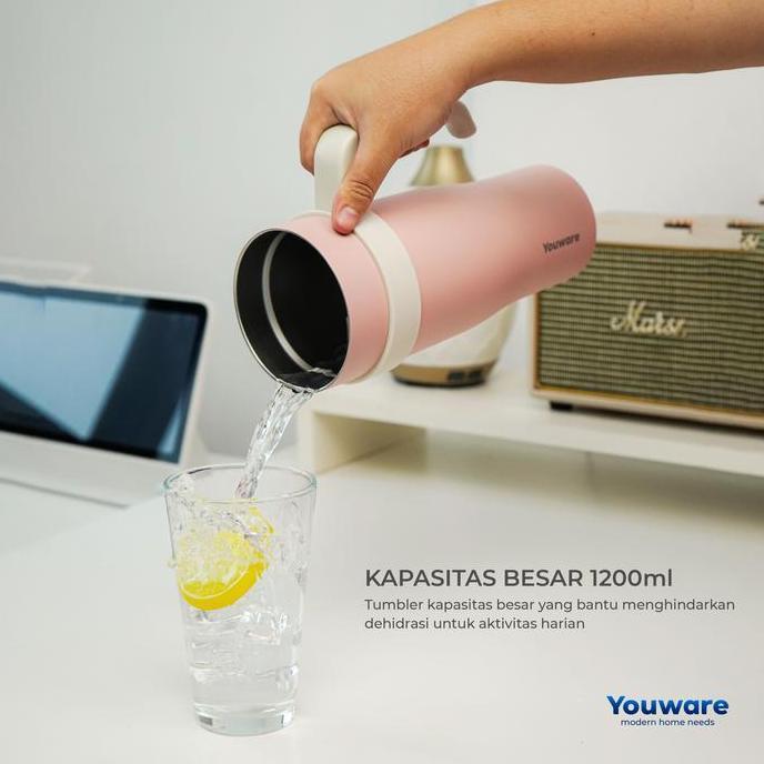 Youware - Noire Stainless Tumblr 1200 (ml) Hot and Cold BPA FREE / tumbler 1.2 Liter bisa Panas dan 