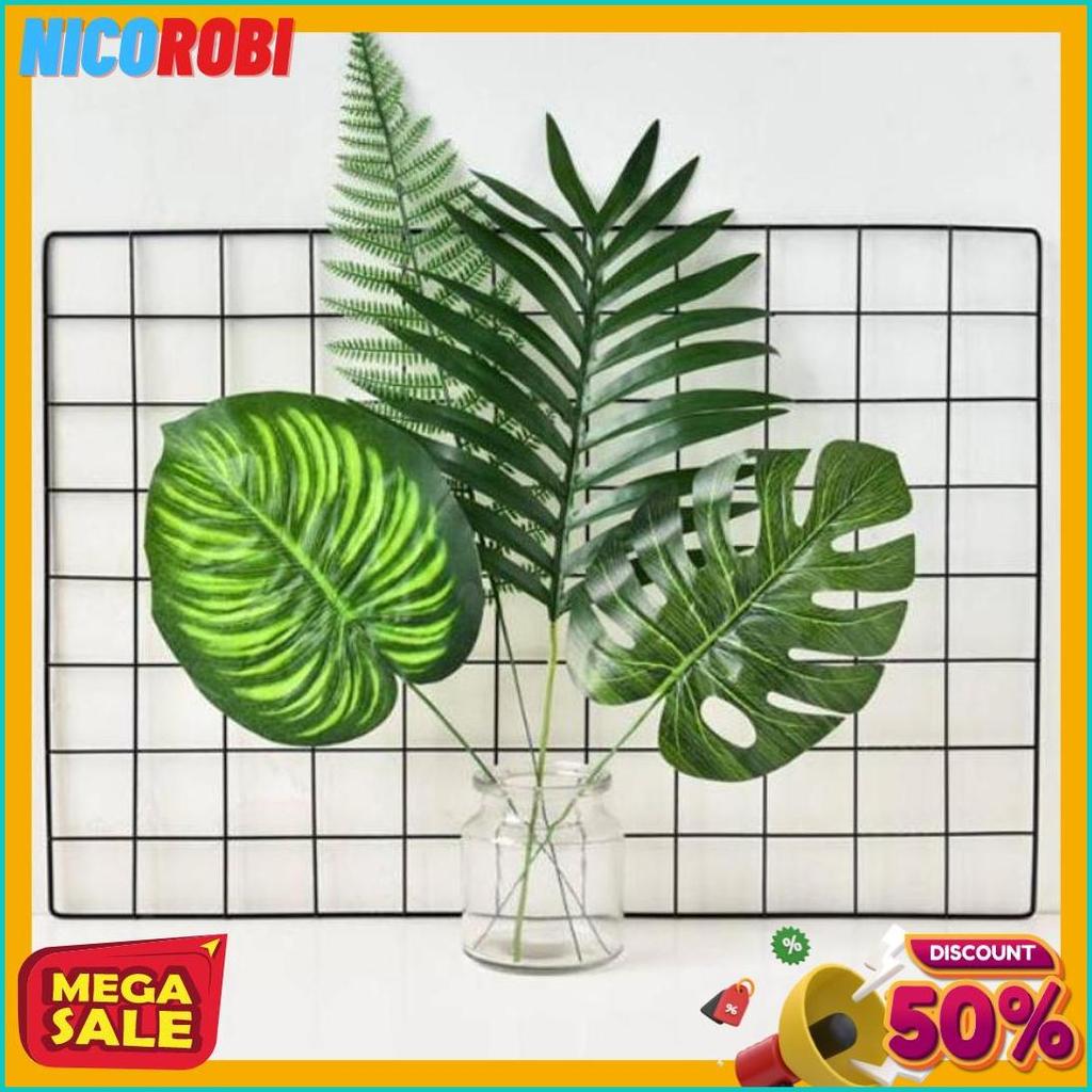 Cod Daun Monstera Artificial Palsu Menyerupai Asli Daun Dekorasi Vintage Rso