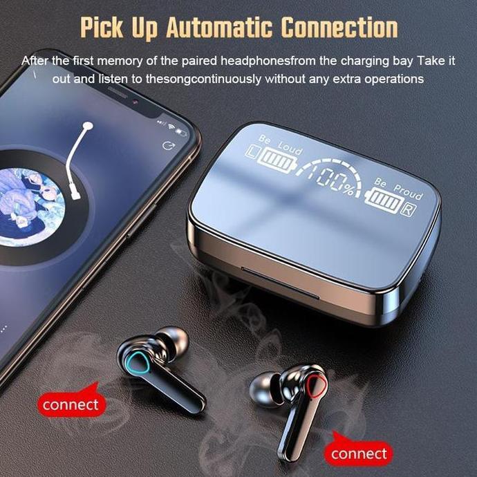 Audioqt- CodJovitech Tws Ep20 Earphone Headset Bluetooth Wireless Powerbank Flashlight Led Battery