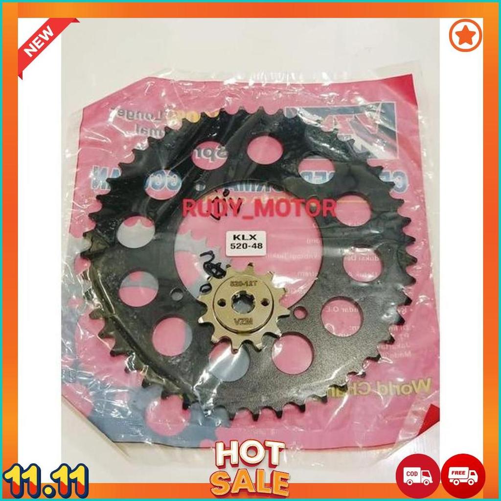 GIR GEAR DEPAN BELAKANG KLX150 KLX 150 BF DT S L 520 48 11 12 13 520 48 VZM GIR DEPAN BISA PILIH UKU