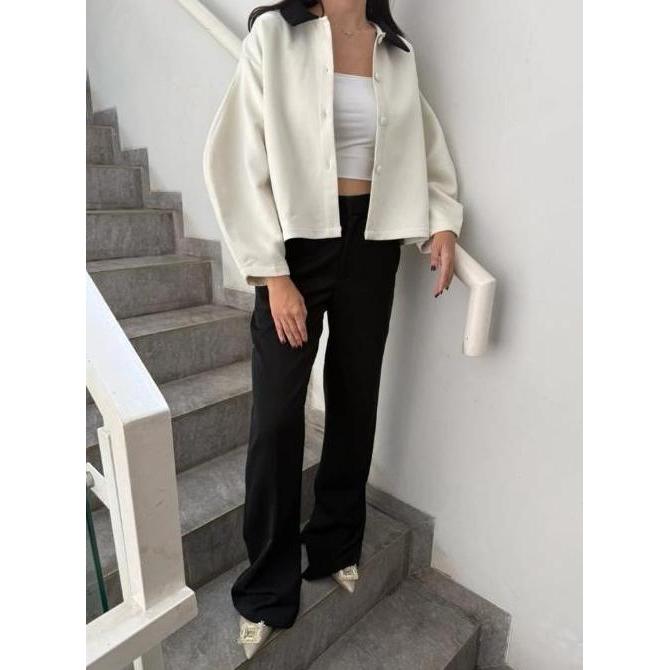 Nabo - Capambel Suede Premium Outer/ Kemeja Stylish Kece / Kerah Hitam