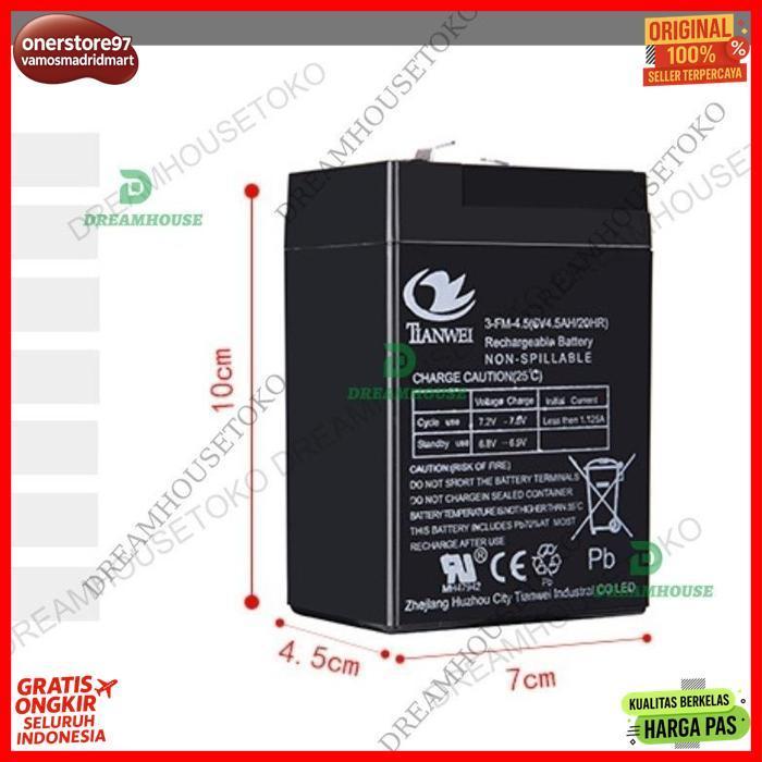 Kekinian Asli Aki 6V 4.5Ah Battery Lampu Emergency/ Aki Kering Sprayer Elektrikaki Kering 6 Volt 4.5