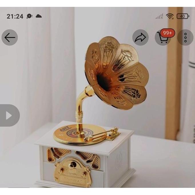 Phonograph Gramophone Music Box Vintage Musical Jewelry Box
