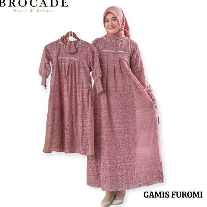 Gamis Pesta Brukat Busui - Gamis Lebaran Putih Brokat Jumbo LD 130