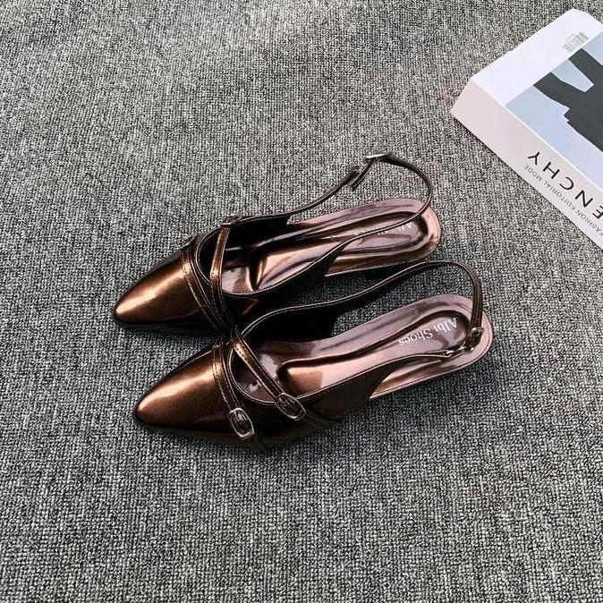 Sandal mules heels wanita 3cm big size 36-45