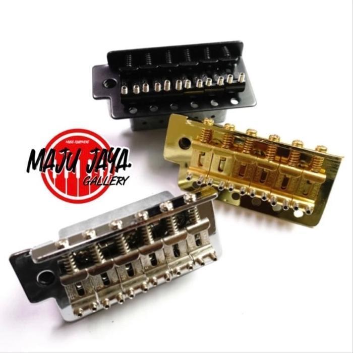 Tremolo Bridge Gitar Elektrik Stratocaster Set Tulisan Fender Style Chrome Hitam Gold Original Dan T