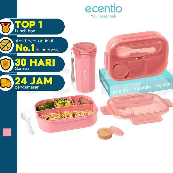 ecentio anti-spill lunch box spoon lunch box sauce box 1200ml+500ml BPA FREE