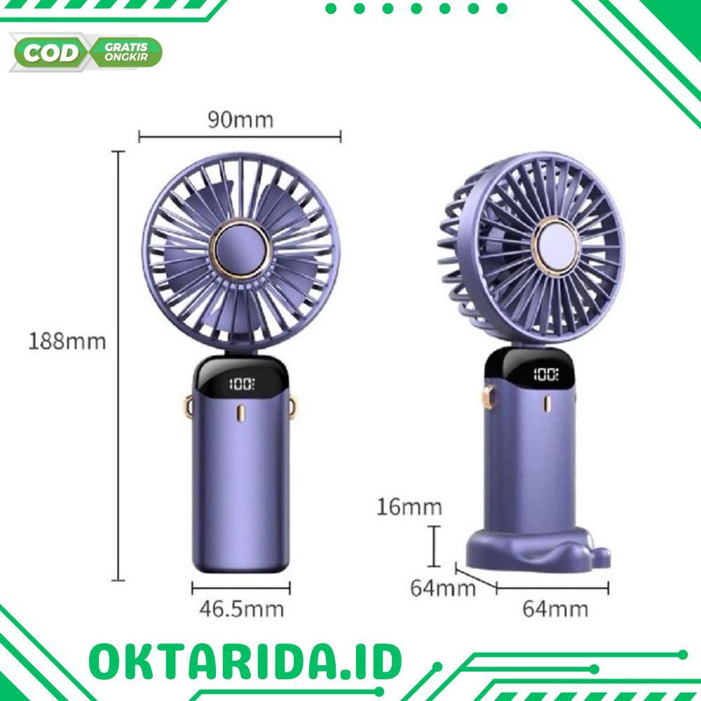 WS Kipas Angin Portable Mini USB Lipat / Kipas Portable Leher / LED Display Portable Handheld Fan 5-