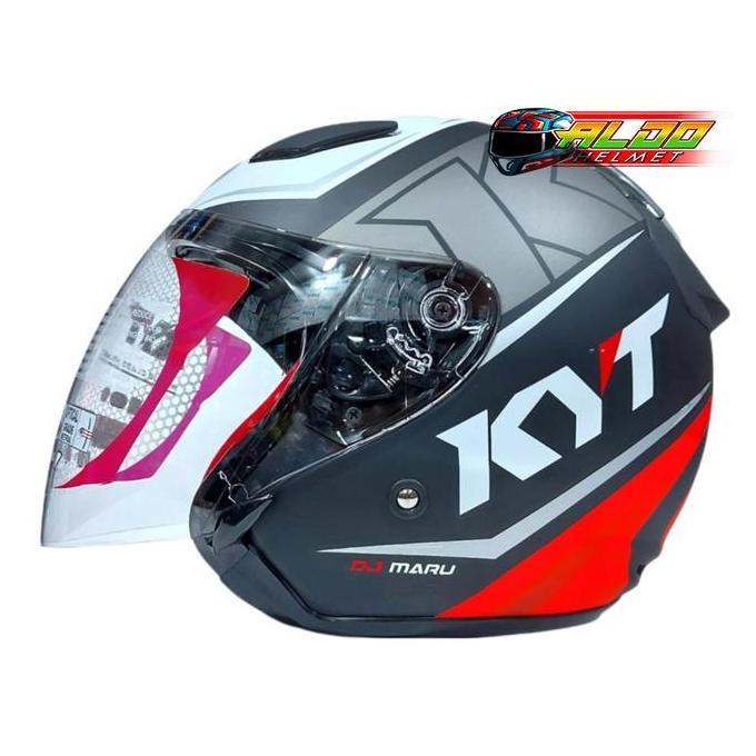HELM KYT DJ MARU MOTIF #17 BLACK RED DOFF #HELM KYT ORIGINAL #KYT HALFACE CEWEK COWOK KODE 1403
