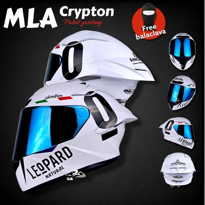 HELM FULL FACE MLA TTC PUTIH PAKET GANTENG LEOPARD KODE 1331