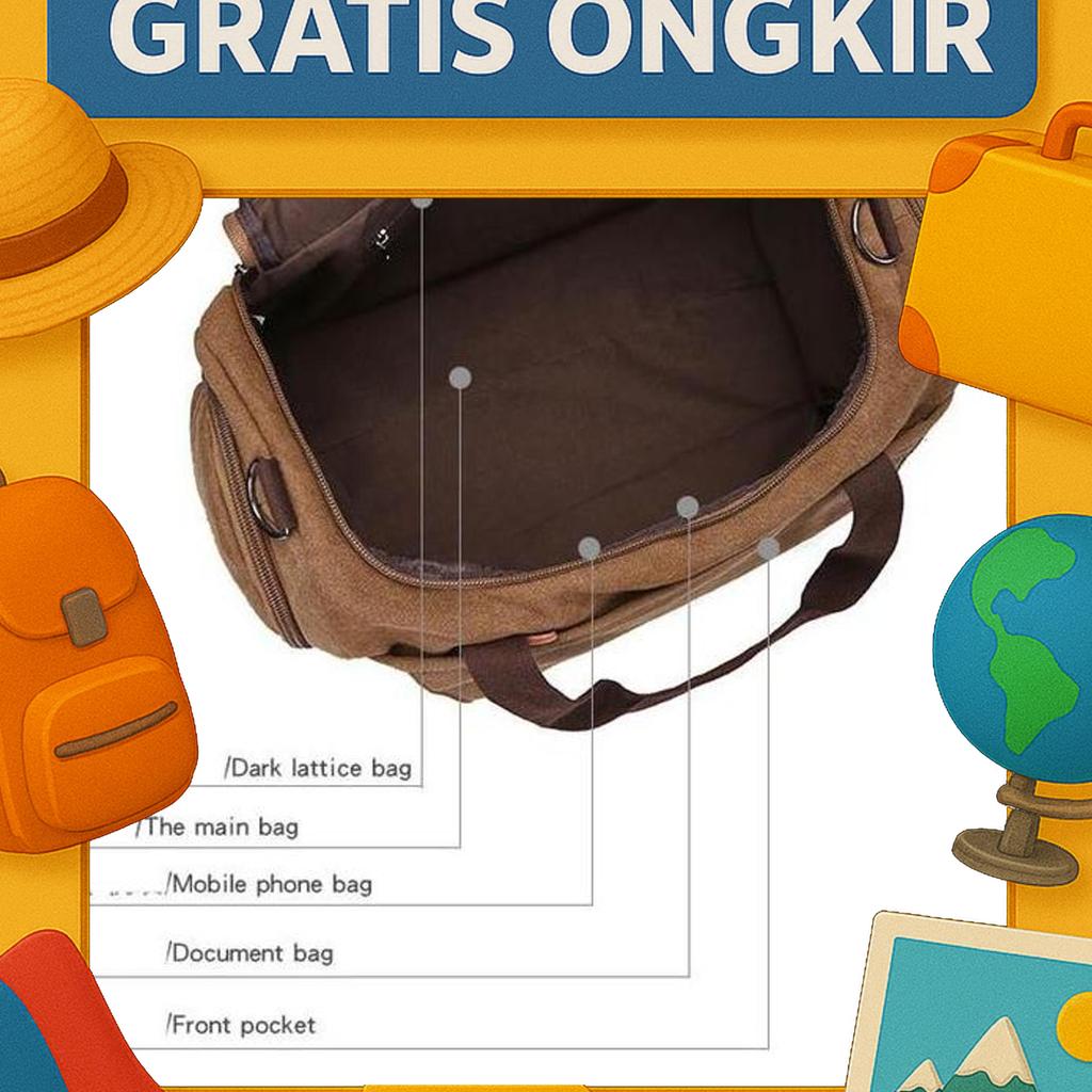 Tas Pakaian Kanvas Selempang Pria-Wanita Tas Travel Bag Jinjing