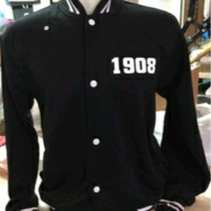 JAKET BASEBALL BOEDOET STOVIA 19- Hitam Panjang Sablon Custom Pria Wanita Distro Katun