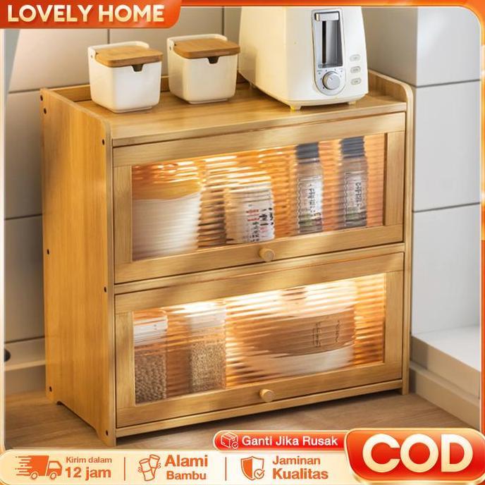 mz_fiktra - love lemari dapur bamboo cabinet multifunction storage nordic furniture anti lembab