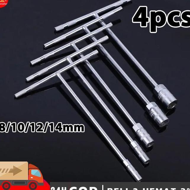 4Pcs Kunci Sok T 8101214Mm Satuan Putih Chrome Lokal Kunci Sho So T Putih Mobil Motor Bengkel Otomot