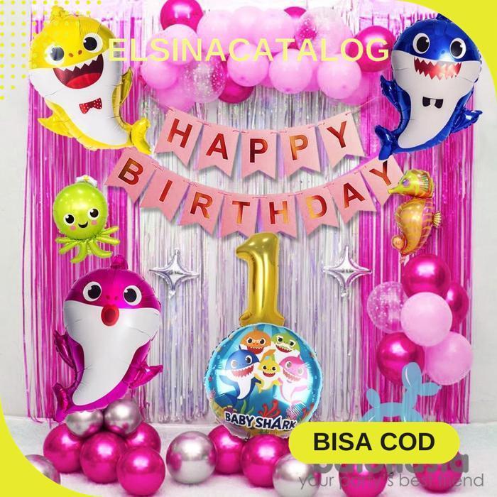 RAFAELOBOX BALON FOIL ULANG TAHUN BABY SHARK SET ORIGINAL