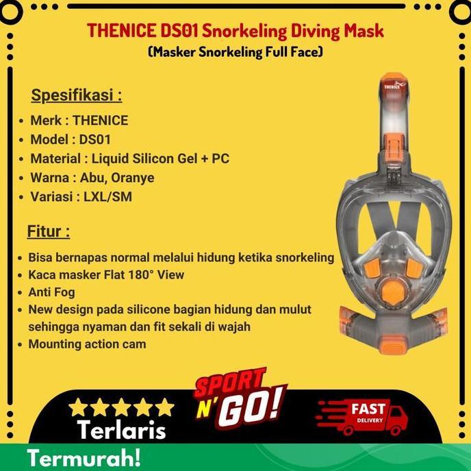 Promo THENICE DS01 Snorkeling Diving Mask - Masker Snorkeling Full Face Diskon