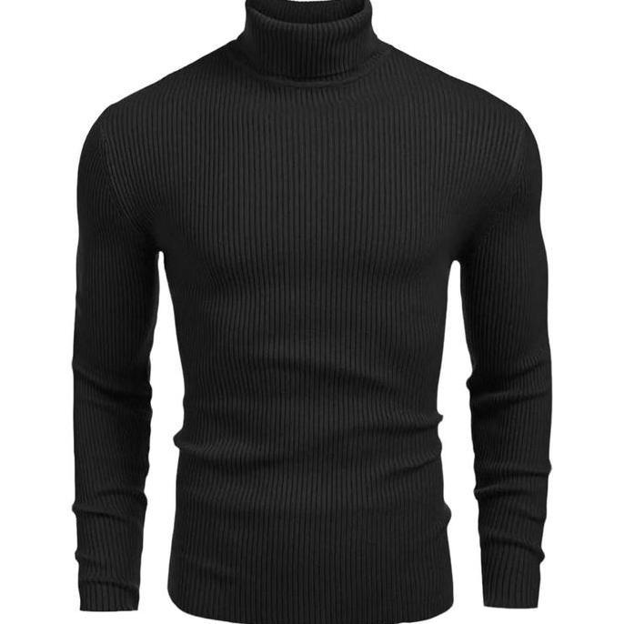Ditamensee - Kaos Polos Turtle Neck Pria Lengan Panjang - Katun Casual Nyaman M L XL