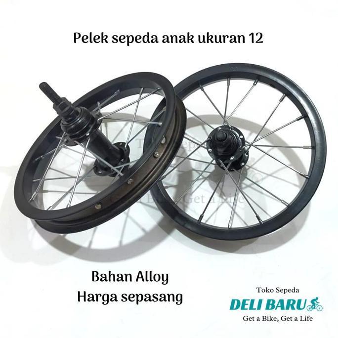 Promo Pelek jadi Wheelset ukuran 12 Velg Alloy hitam SEPASANG sepeda anak Diskon