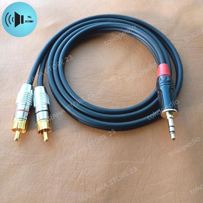 Jack rca 2 ke 1 jack rca male to jack 3,5mm panjang 50CM-20METER