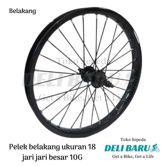 Pelek jadi model JARI BESAR 10G BELAKANG Wheelset ukuran 18 Velg besi warna hitam sepeda anak ukuran