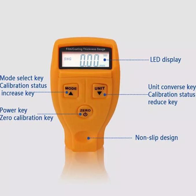 BEBAS ONGKIR - Pengukur Ketebalan Lapisan Cat Mobil, Plastik Digital Warna Kuning