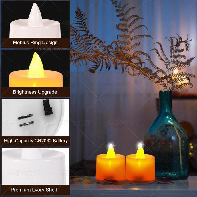 NUWAX Isi 24 Mini Lilin Elektrik Electric Candle LED Candle Light Lilin Baterai Lamp