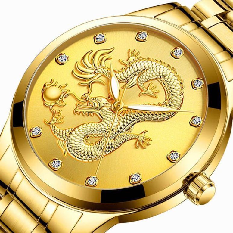 Discount Jam tangan pria motif naga dragon rantai stainless