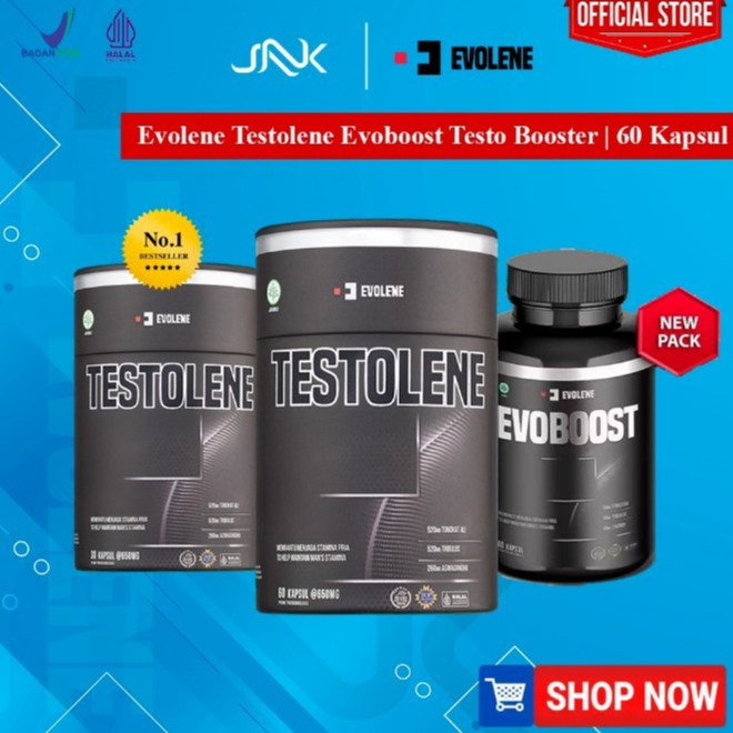 Evolene TESTOLENE New EVOBOOST 60 caps | Testosterone Testo Booster Tribulus kapsul capsules BPOM
