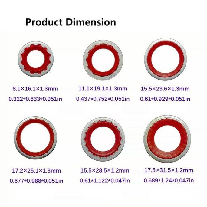 VEXANAF 1Set O Ring Seal Universal Gasket Seal AC Mobil Washer Besi Koneksi Pipa Selang AC Mobil