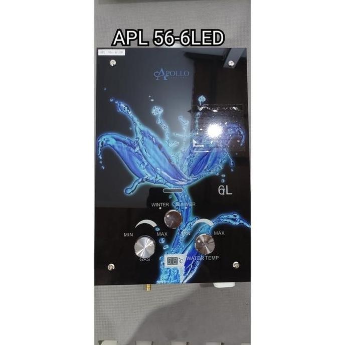 New- APOLLO WATER HEATER KACA GAS 56 6LED