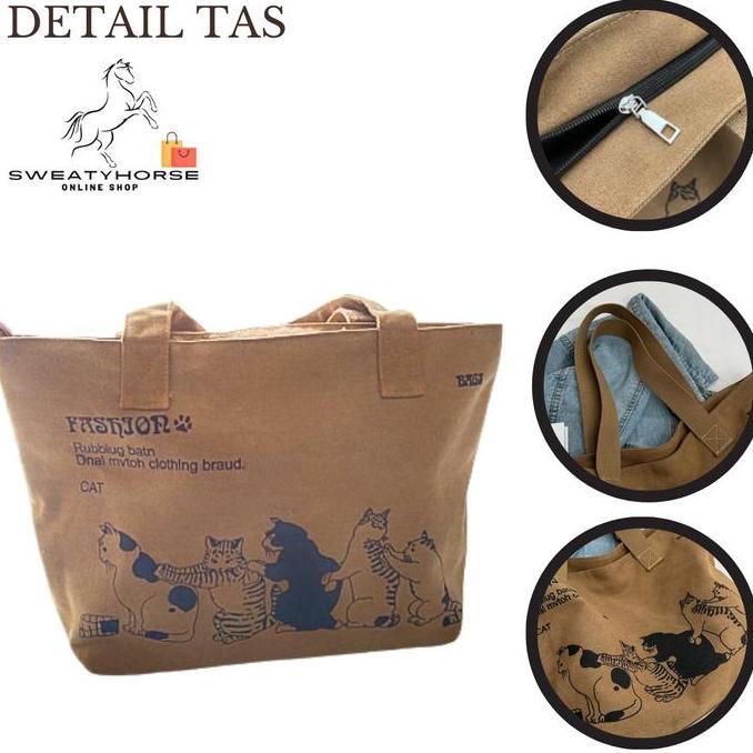 Key- Tas Totebag Kanvas Fashion Wanita Totebag Bergambar Lucu Totebag Besar