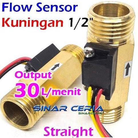 WFS-04A WATER FLOW SENSOR ARUS AIR 1/2" KUNINGAN OUTPUT 30 LITER/MENIT TAHAN PANAS TEKANAN ANTI KARA