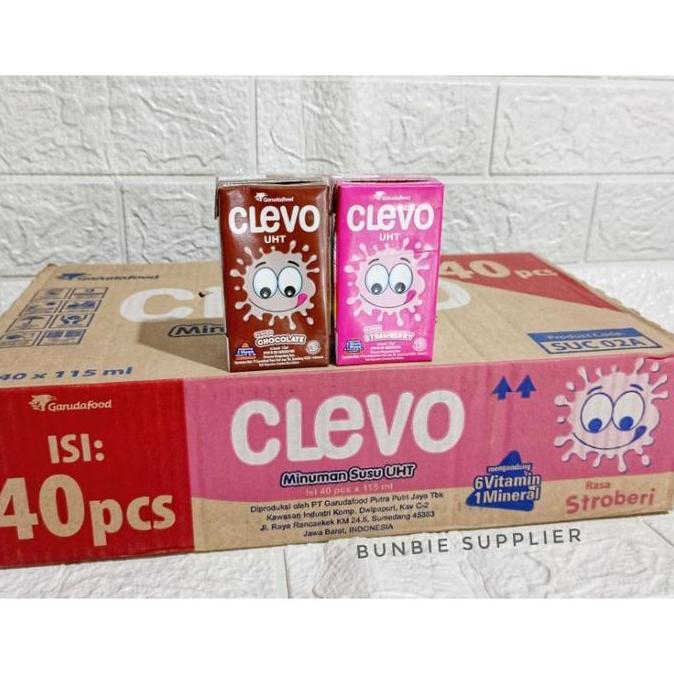 New- Susu UHT CLEVO 115ml x 40pcs (KARTON) | Clevo Stroberi Coklat