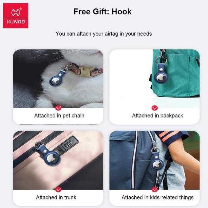 New- XUNDD Original Apple Airtag Case Keychain Holder PU Leather Synthetic