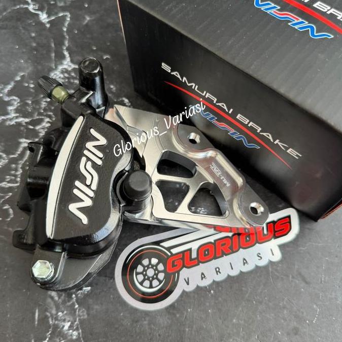 Paket Kaliper Samurai 2 Piston Plus Breket 320Mm Depan Satria 2 Tak Lumba Hiu